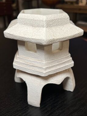 Asian Pagoda Faux Concrete Fairy Lamp Candle Holder Outdoor Garden Patio Decor